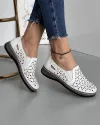 Pantofi Casual Piele Naturala Albi Perforati JY8730 4