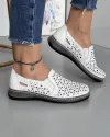 Pantofi Casual Piele Naturala Albi Perforati JY8730 5