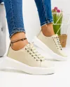 Pantofi Casual Piele Naturala Bej T-16 3