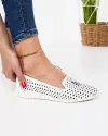 Pantofi Casual Piele Naturala Cu Accesoriu Metalic Albi AK0206 2