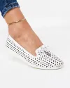Pantofi Casual Piele Naturala Cu Accesoriu Metalic Albi AK0206 3