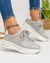 Pantofi Casual Piele Naturala Gri Deschis AW392 1