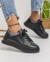 Pantofi Casual Piele Naturala Negri AW363 3
