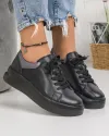 Pantofi Casual Piele Naturala Negri AW363 2