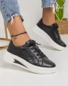 Pantofi Casual Piele Naturala Negri AW421 1