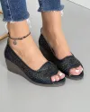 Pantofi Casual Piele Naturala Negri Perforati Cu Model Floral Decupati AK082 3
