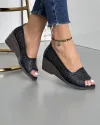 Pantofi Casual Piele Naturala Negri Perforati Cu Model Floral Decupati AK082 5