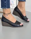 Pantofi Casual Piele Naturala Negri Perforati Cu Model Floral Decupati AK082 6