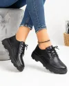 Pantofi Casual Piele Naturala Perforati Negri AW382 3