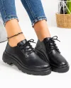 Pantofi Casual Piele Naturala Perforati Negri AW382 4