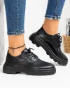 Pantofi Casual Piele Naturala Perforati Negri AW382 2