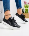 Pantofi Casual Piele Naturala Perforati Negri AW391 3