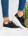 Pantofi Casual Piele Naturala Perforati Negri AW391 2