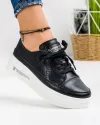 Pantofi Casual Piele Naturala Perforati Negri AW391 1
