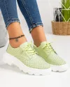 Pantofi Casual Piele Naturala Perforati Verzi AW382 4