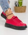 Pantofi Casual Piele Naturala Rosii Cu Negru AW429 4