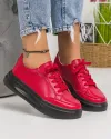 Pantofi Casual Piele Naturala Rosii Cu Negru AW429 2