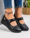 Pantofi Cu Bareta Piele Naturala Casual Perforati Negri VK-F001-459 3