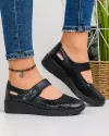 Pantofi Cu Bareta Piele Naturala Casual Perforati Negri VK-F001-459 2