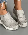 Pantofi Dama Casual Cu Bareta Perforati Piele Naturala Gri Deschis XH-3243 4