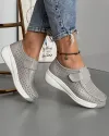 Pantofi Dama Casual Cu Bareta Perforati Piele Naturala Gri Deschis XH-3243 5