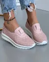 Pantofi Dama Casual Perforati Piele Naturala Roz XH-3011 1