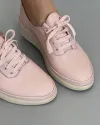 Pantofi De Dama Piele Naturala Casual Cu Siret Elastic Roz Pudra AKD05 4