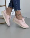 Pantofi De Dama Piele Naturala Casual Cu Siret Elastic Roz Pudra AKD05 5