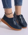 Pantofi Din Piele Naturala Bleumarin Casual Cu Talpa Maro PL-49 3