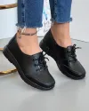 Pantofi Negri Casual Perforati Cu Siret Din Piele Naturala XH-3401 3