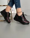 Pantofi Negri Piele Naturala Cusatura Decorativa Rosie AW353 5