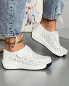 Pantofi Perforati Cu Bareta Din Piele Naturala Albi XH-3243 2