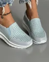 Pantofi Perforati Dama Piele Naturala Albastri XH-3009 4