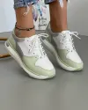 Pantofi Piele Naturala AW199 Albi Cu Verde 1