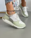 Pantofi Piele Naturala AW199 Albi Cu Verde 2