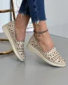 Pantofi Piele Naturala Bej Cu Perforatii Casual Dama AKB01 3