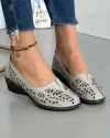 Pantofi Piele Naturala Casual Cu Model Floral Perforat Gri JSB-114 3