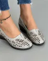 Pantofi Piele Naturala Casual Cu Model Floral Perforat Gri JSB-114 4