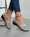 Pantofi Piele Naturala Casual Cu Model Floral Perforat Gri JSB-114 5