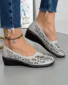 Pantofi Piele Naturala Casual Cu Model Floral Perforat Gri JSB-114 1