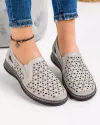 Pantofi Piele Naturala Casual Perforati Gri JY8730 3