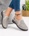 Pantofi Piele Naturala Casual Perforati Gri JY8730 4