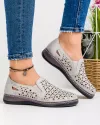 Pantofi Piele Naturala Casual Perforati Gri JY8730 2