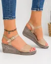 Sandale Dama Piele Naturala Cu Platforma Bej PV920 3