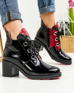 Ghete - Botine Captusite Piele Naturala Lucioasa Negre PCI655