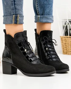 Botine Imblanite Piele Naturala Negre PCI651