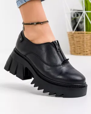 Outlet - Ultimele Marimi - Pantofi Casual Dama Piele Naturala Negri PC837