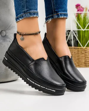 Pantofi Casual Negri Piele Naturala AW371