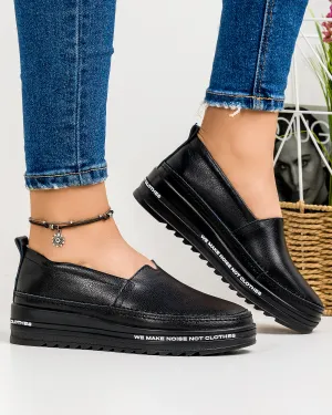 Mega Reduceri - Pantofi Casual Negri Piele Naturala AW371