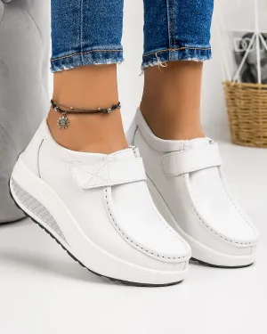 Pantofi Casual - Pantofi Din Piele Naturala Casual Albi PL-58
